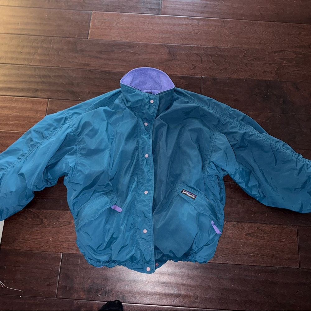 Patagonia Kids Teal and Purple Raincoat